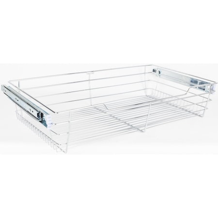 Hardware Resources Chrome Closet Pullout Basket with Slides 14"Dx23"Wx6"H POB1-14236CH